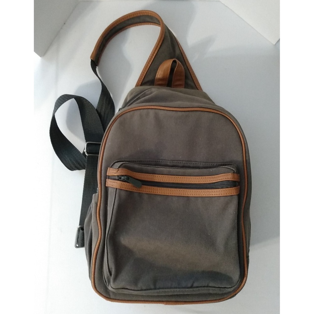 Thirty One Sling-Back Thermal Bag City Canvas Charcoal & Brown